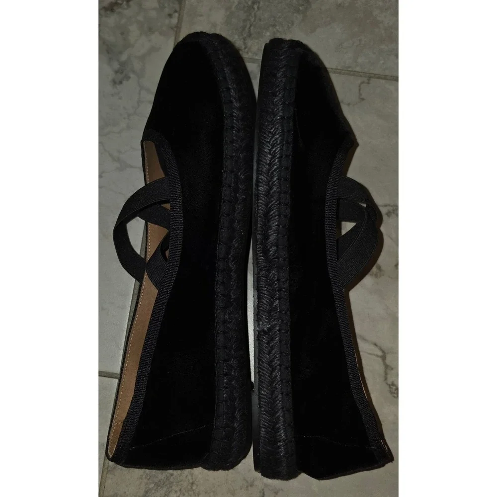 Penelope‎ Chilvers Black Velvet Espadrille Ballet Flats Criss Cross Straps Sz 10